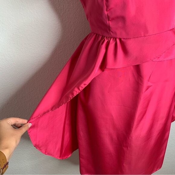 Vintage 80s Handmade Hot Pink Mini Dress & Overlay Jacket Set Size Small - Picture 3 of 12